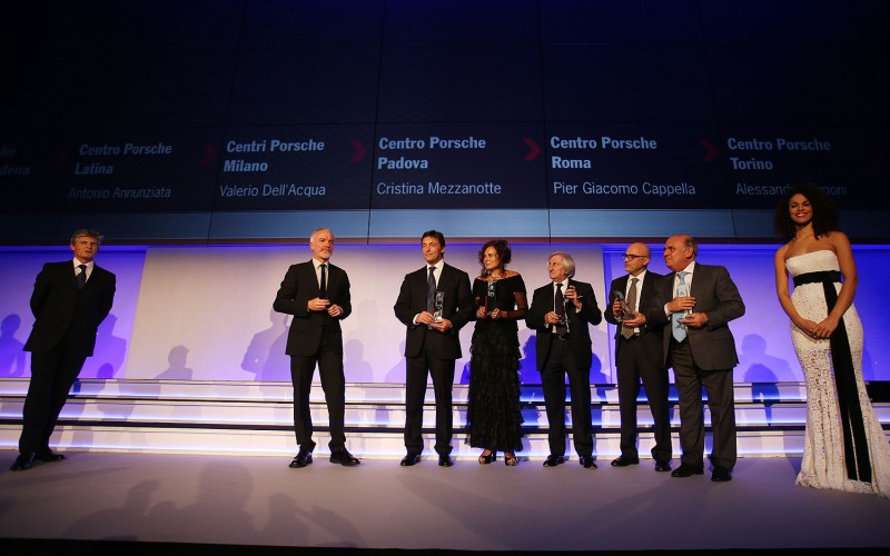 Carrera Cup Night: un riconoscimento ai Concessionari prima della premiazione di Matteo Cairoli campione Carrera Cup Italia 2014