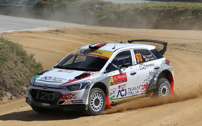 Fabio Andolfi e Manuel Fenoli  al via del 51° Rally di Portogallo nel WRC 2